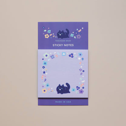 Sticky Notes - Floral Black Cat
