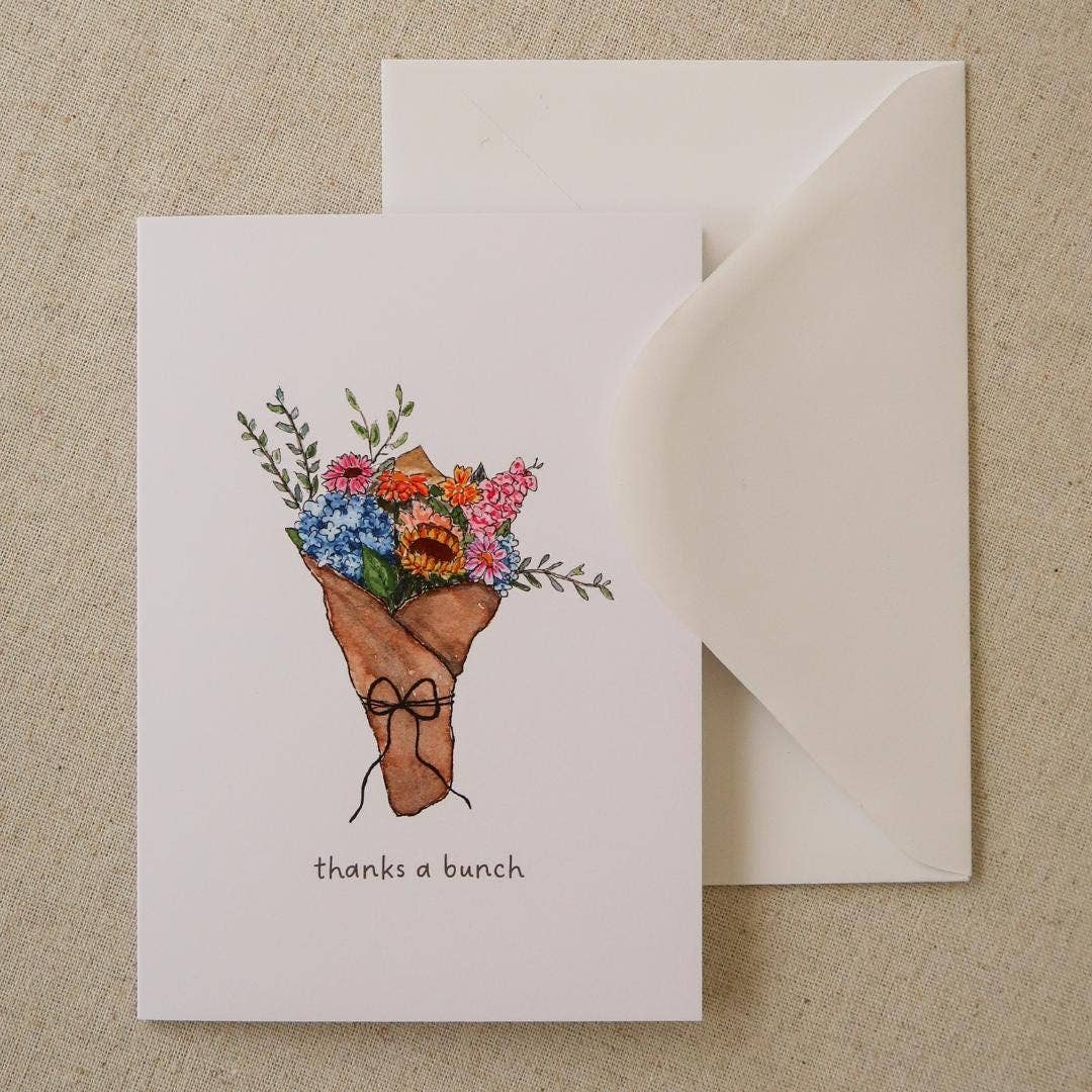 Thanks A Bunch Greeting Card, Blank Thank You Card
