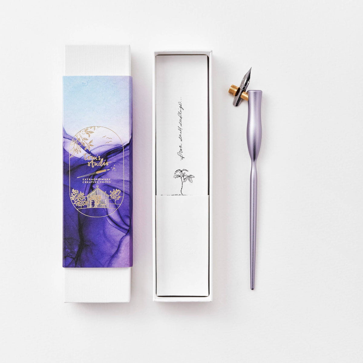 Flourish calligraphy pen with lilac barrel and fine nib