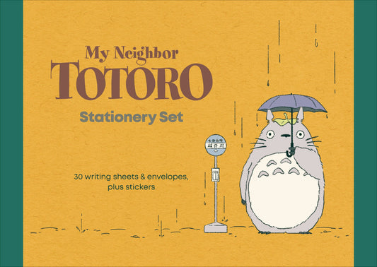 My Neighbor Totoro stationery set box, tan front with Totoro character and writing details