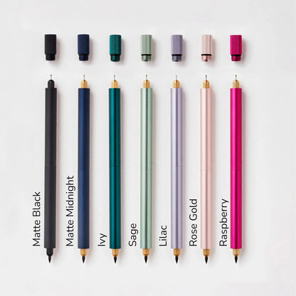 Set of refillable multi-tip pens in multiple colors with capped tips