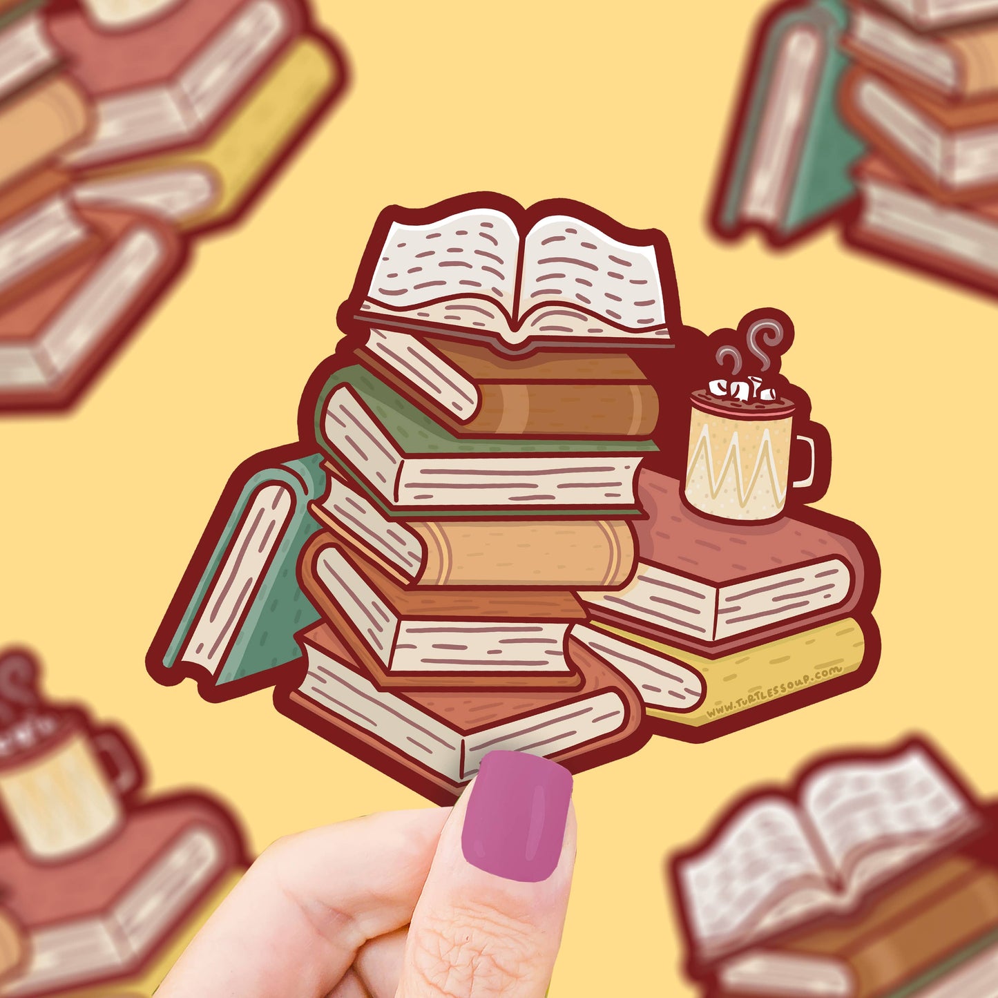 Cozy Book Stack Bookish Reader Vinyl Sticker