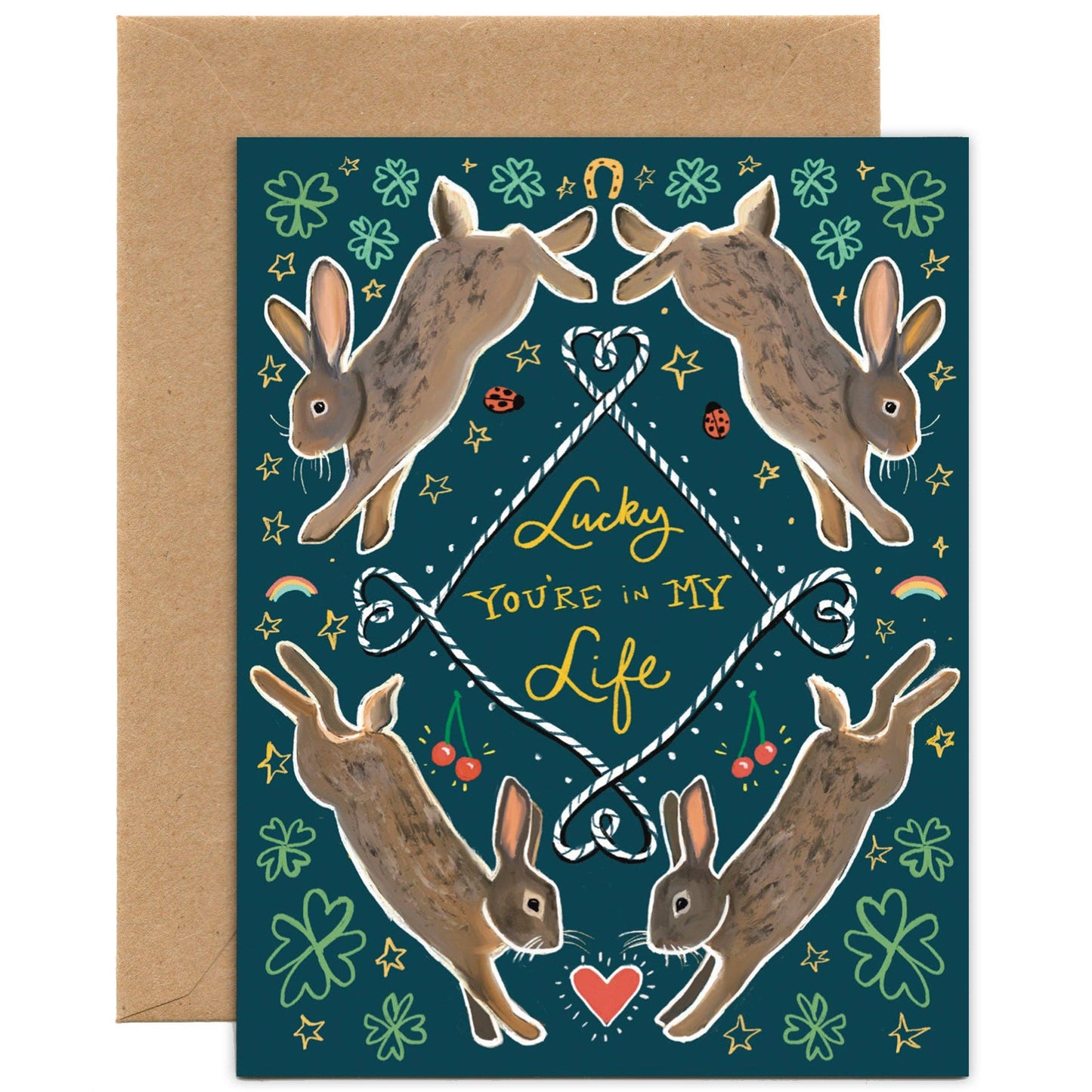 Lucky You're in My Life Rabbit — Valentine's Day, Love, Anniversary, Thank you Card