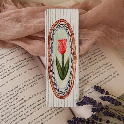 Folk Tulip Watercolor Bookmark