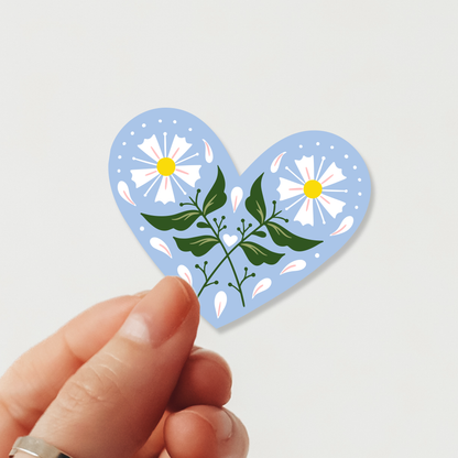 Floral Heart Waterproof Vinyl Sticker | Valentine's Day