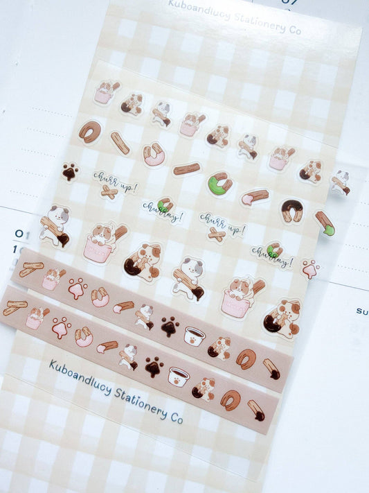 Kuboandlucy Stationery Co | Churro Dog Clear Sticker Sheet