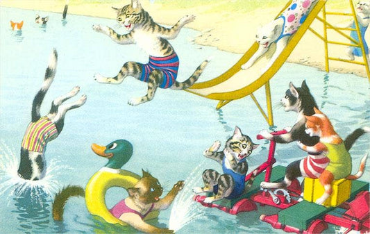 Postcard KC-57 Crazy Cats at Lake