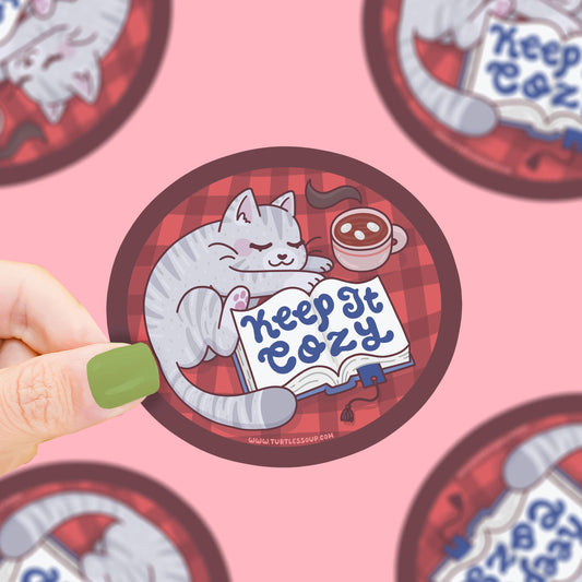 Keep It Cozy Cute Cat Comfort Kitty Warm Vinyl Sticker