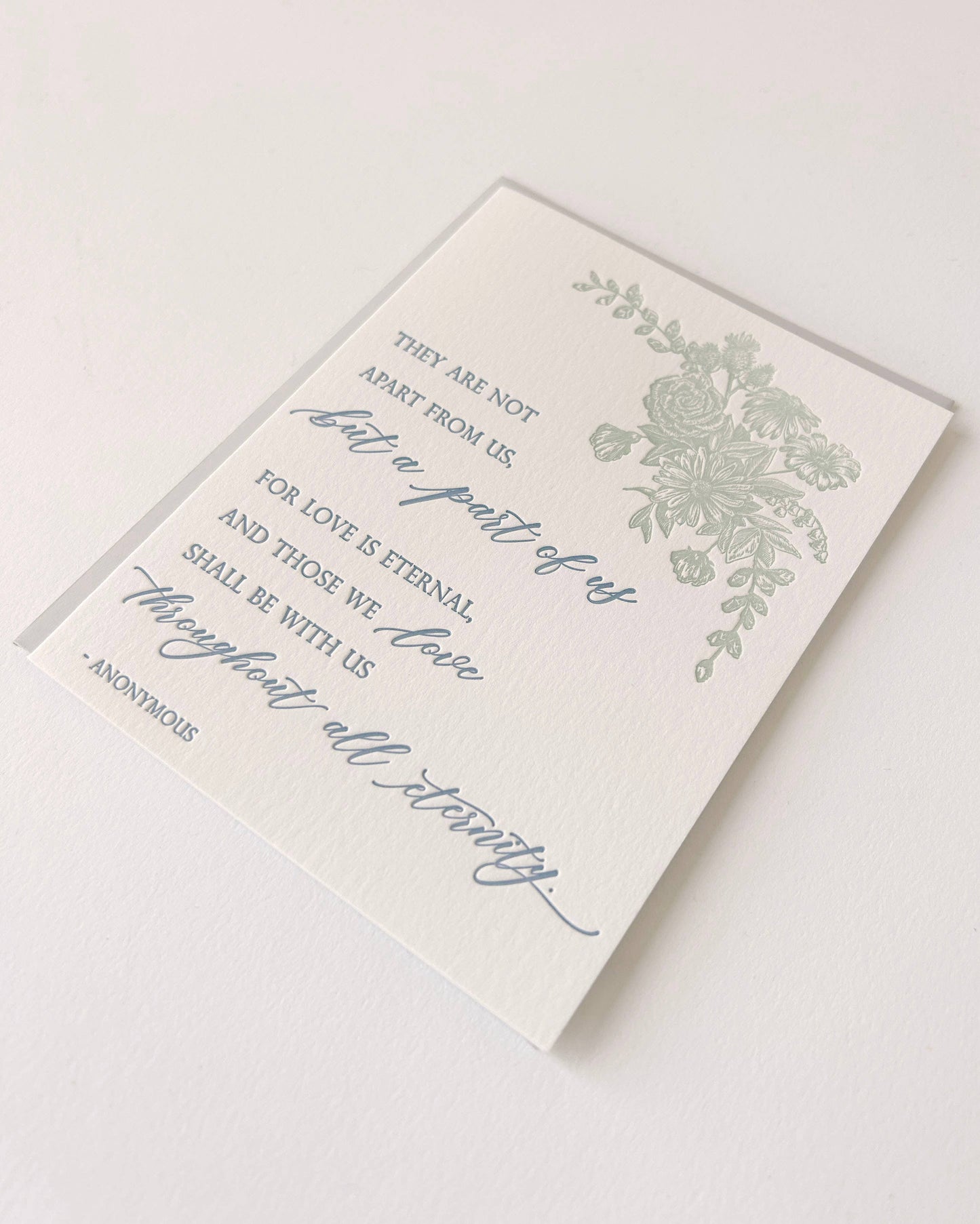 Sympathy Letterpress Card with Anonymous Literary Quote