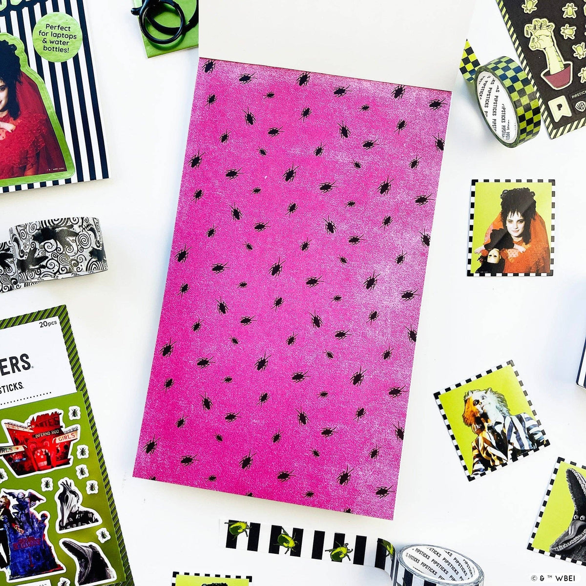 Purple sticker sheet with small black star/spot pattern