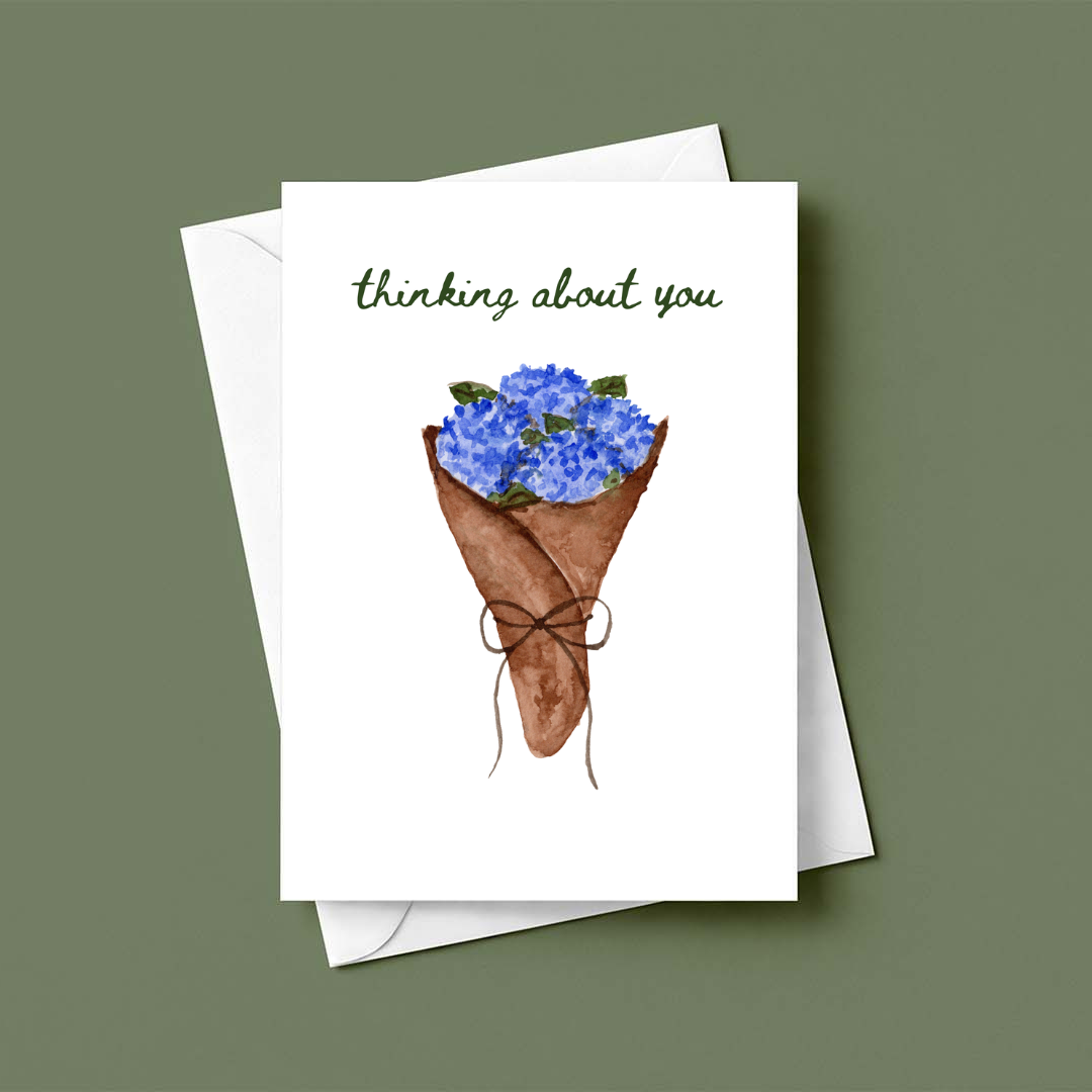 Thinking About You Hydrangea Floral Greeting Card