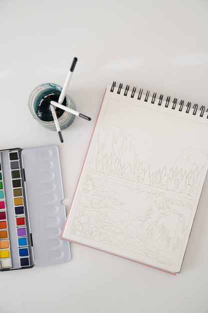 National Parks Watercoloring Book-Outlines w/Video Tutorials