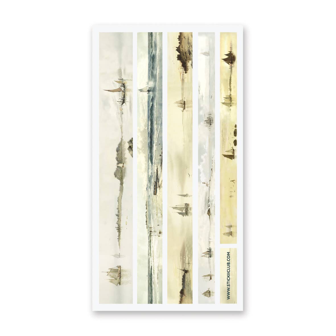 Vintage Sailboat Washi Strips Sticker Sheet