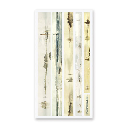 Vintage Sailboat Washi Strips Sticker Sheet