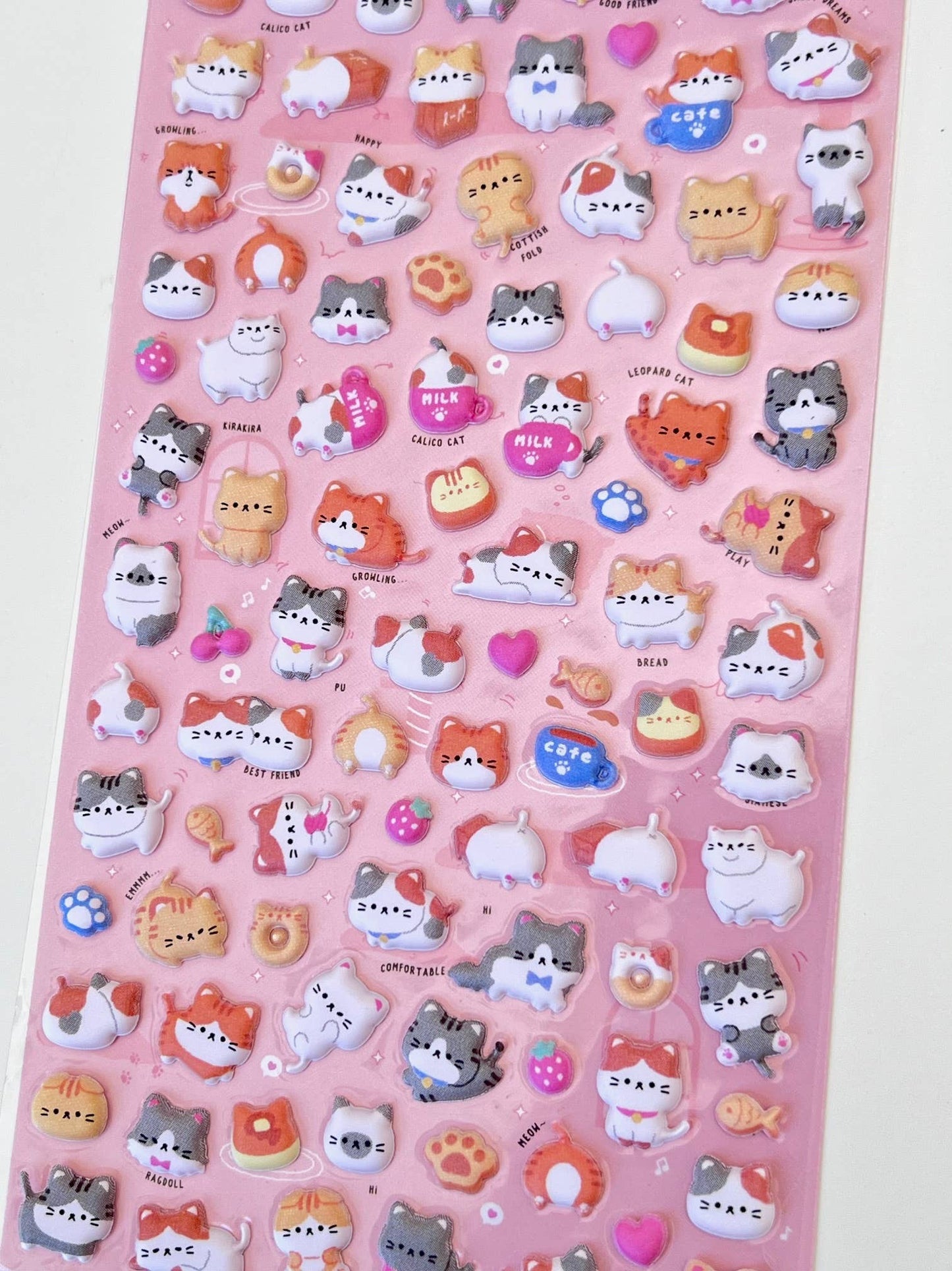Tiny Animal Food Court Puffy Assorted Stickers