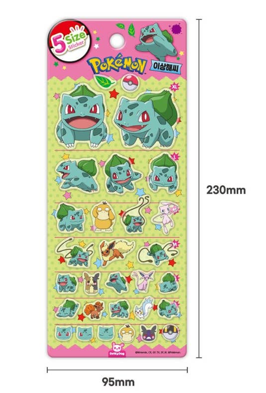 Pokemon 5 Size Sticker Sheet (Official Licensed)