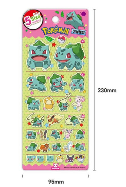 Pokemon 5 Size Sticker Sheet (Official Licensed)
