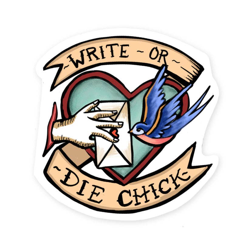 Write-Or-Die Chick Vinyl Sticker