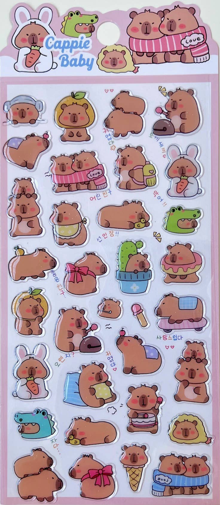 Capybara Baby sticker sheet with multiple cute animal cutout stickers