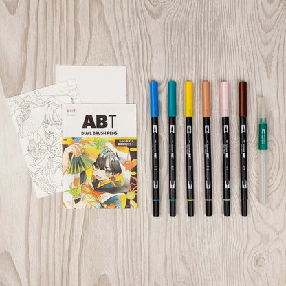 Dual Brush Pen Art Markers - Manga Illustration Bird 6-Pack