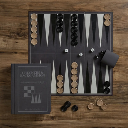 Checkers and Backgammon Vintage Book Shelf Edition