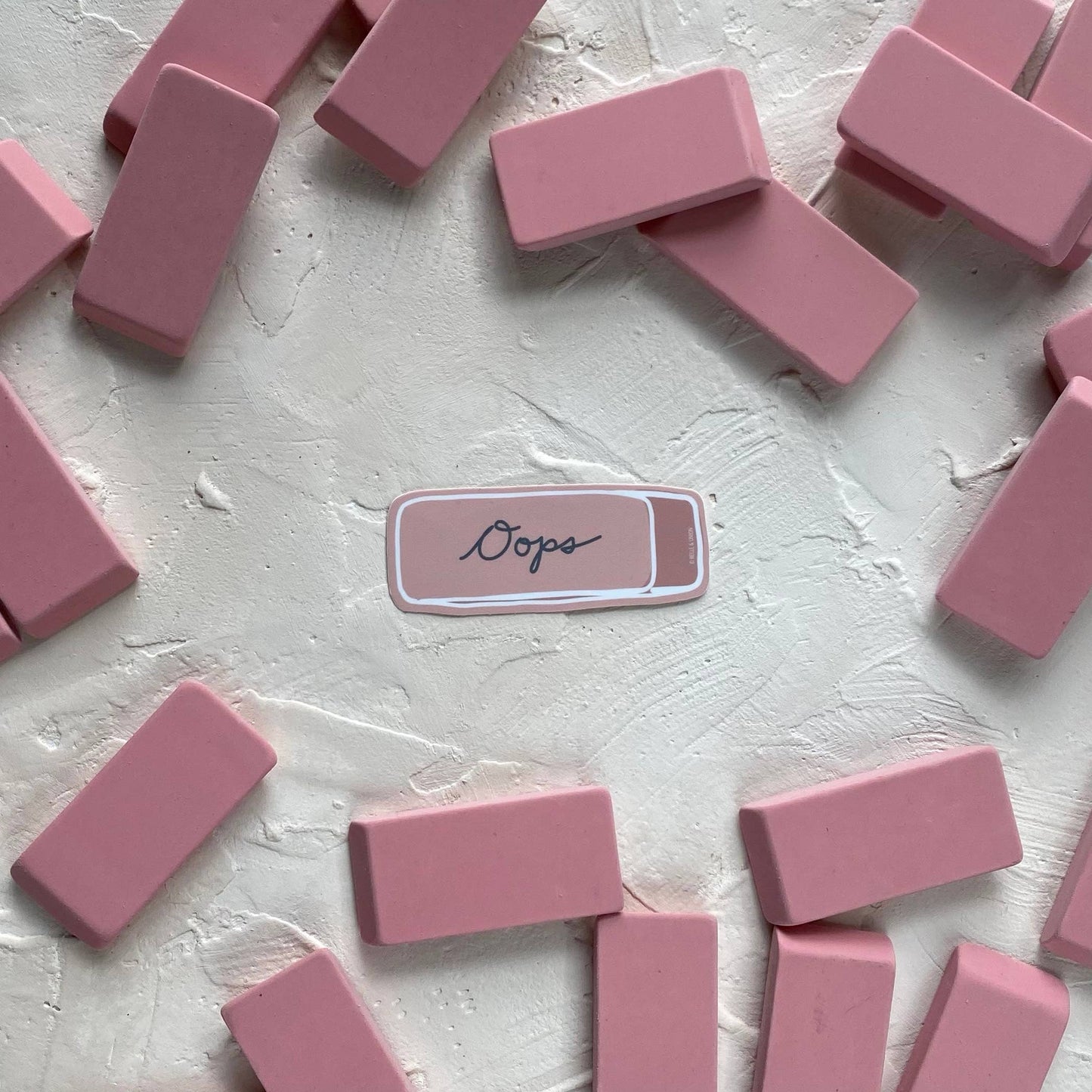 Oops Pink Eraser Sticker