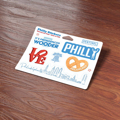 Philly Sticker Sheet- Set of 6 Philadelphia Decals w/ Hanger