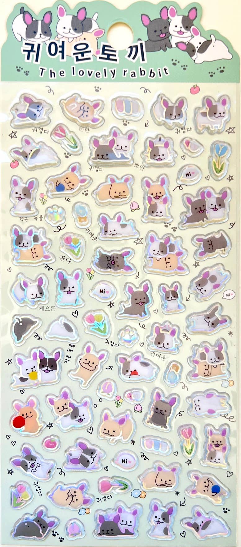 Lovely rabbit sticker sheet with bunny characters, butterflies, and pastel accents