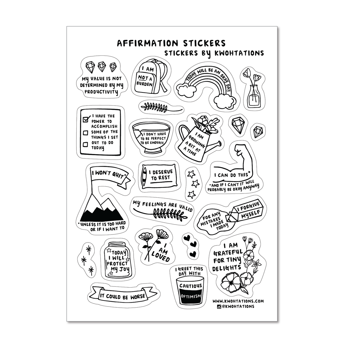 Affirmation Sticker Sheet - Clear Journaling Stickers