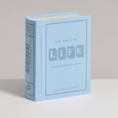 Light blue vintage board game bookshelf edition box with Life title on front