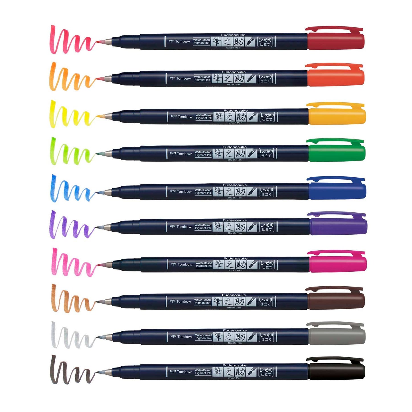 Fudenosuke Colors Calligraphy Brush Pens (10-Pack)