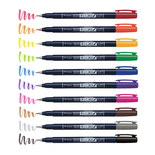 Fudenosuke Colors Calligraphy Brush Pens (10-Pack)