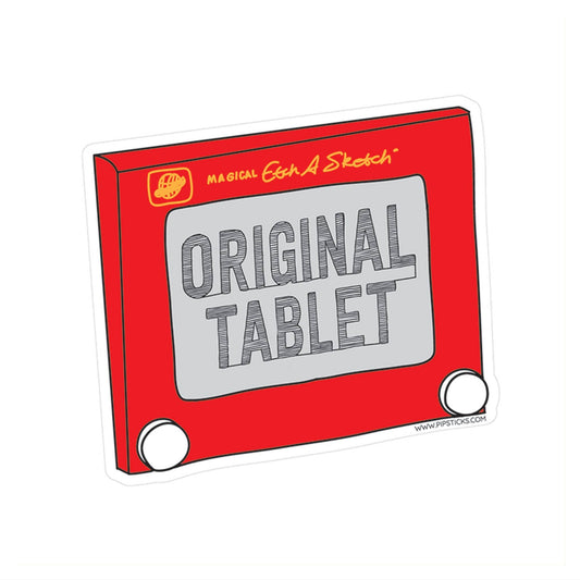 Red tablet vinyl sticker with "ORIGINAL TABLET" text and border