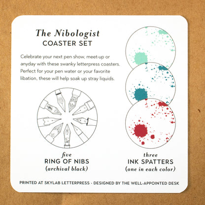 The Nibologist Letterpress Coaster Set (Set of 8)