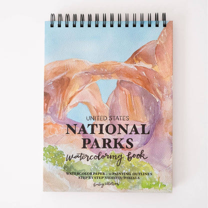 National Parks Watercoloring Book-Outlines w/Video Tutorials