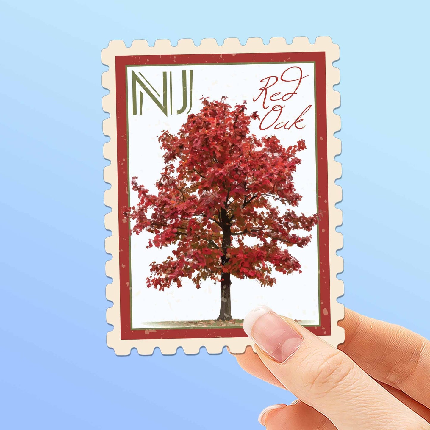 New Jersey State Tree Red Oak Sticker - NJ Stamp Decal