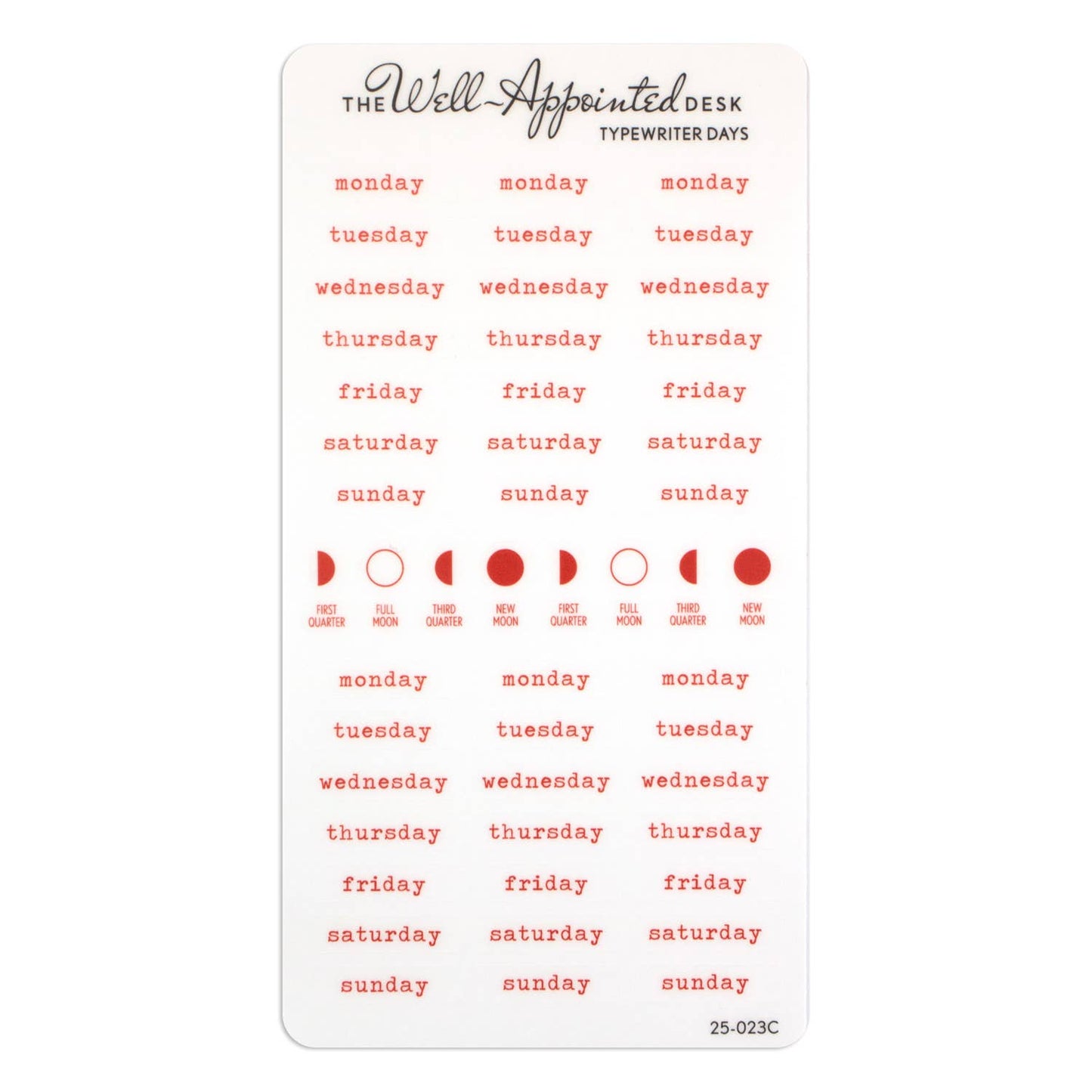Typewriter Days Weekly Sticker Sheet (25-023)