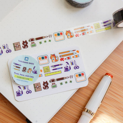 PET Tape (Transparent) Brush, Pens, and Cats