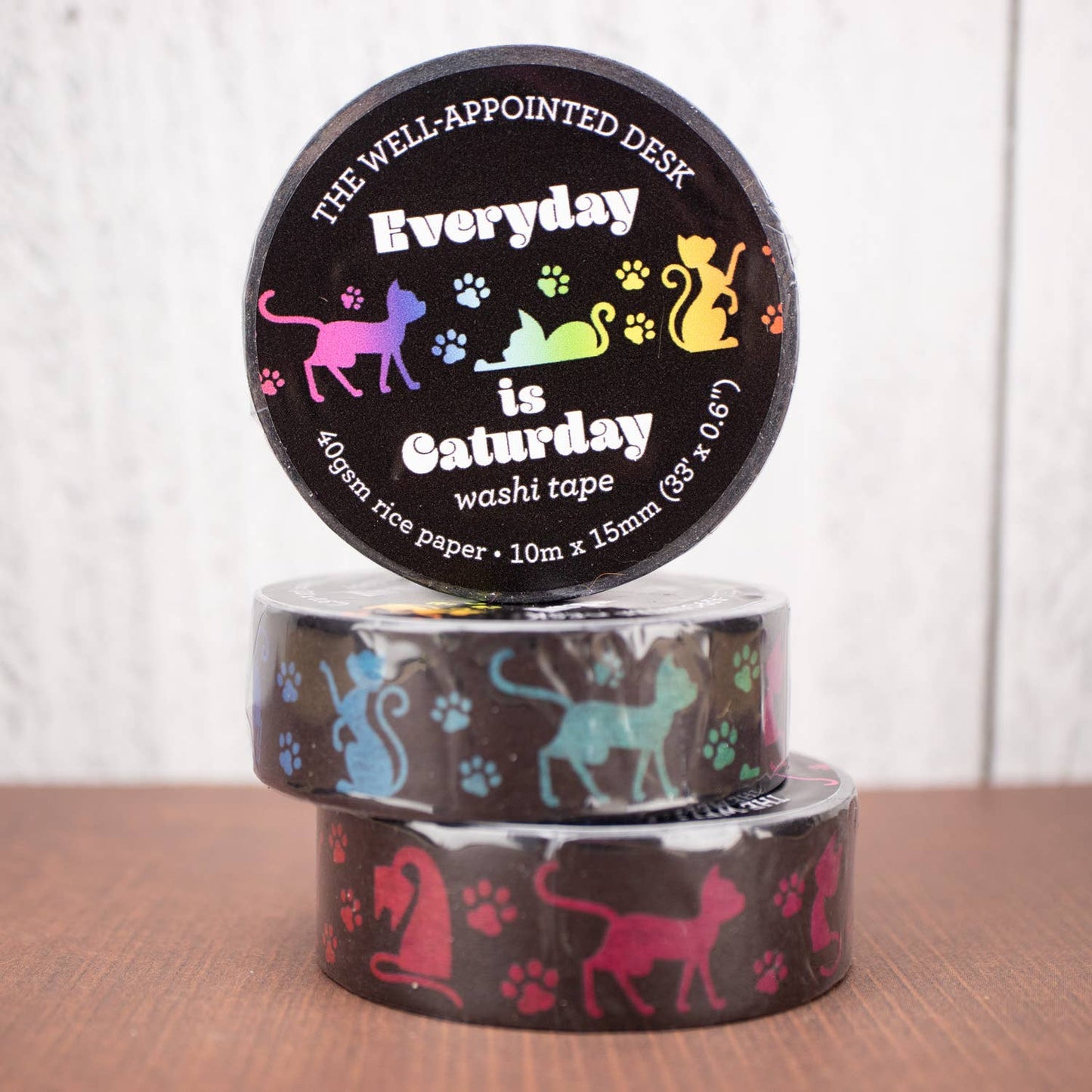 "Everyday is Caturday" Rainbow Cats Washi Tape