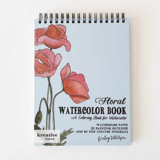 Floral Watercoloring Book - Outlines with Video Tutorials