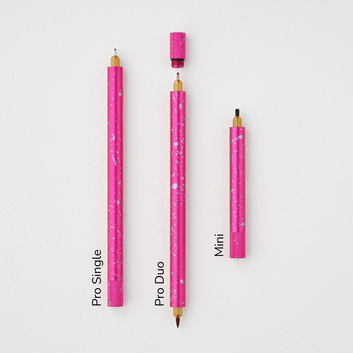Pink confetti-pattern fountain pen, Pro Single Tip, gold nib with end cap