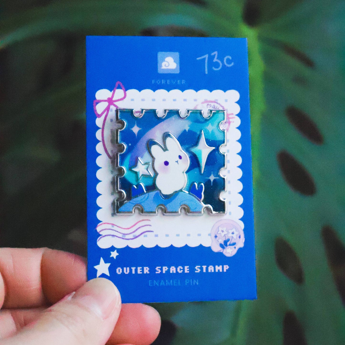 Enamel Pin - Rabbit in Outerspace Stamp