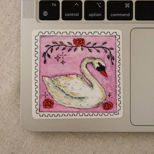 Swan Postage Stamp Vinyl Sticker