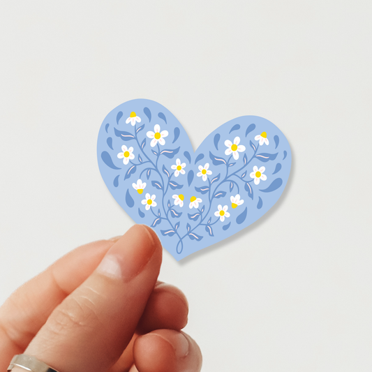 Floral Heart Waterproof Vinyl Sticker | Valentine's Day