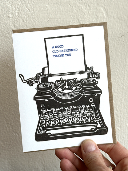 Typewriter-Thank You LETTERPRESS CARD