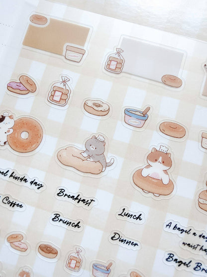 Kuboandlucy Stationery Co | Bagel Cat Clear Sticker Sheet