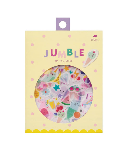 Washi sticker pack with round window of cute animals and fruits, 40 pieces