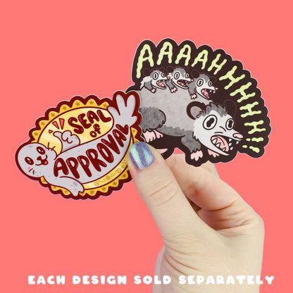 Screaming Crazy Opossum Funny Animal Art Vinyl Sticker