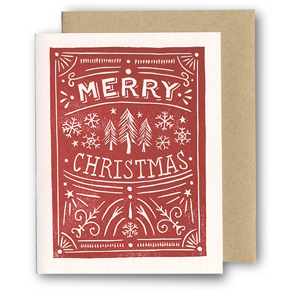Merry Christmas Folk LETTERPRESS CARD