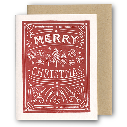 Merry Christmas Folk LETTERPRESS CARD